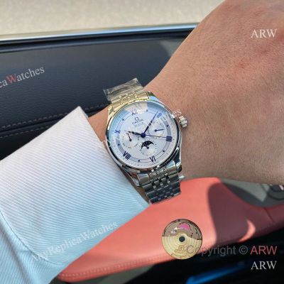 High Quality Replica OMEGA De Ville Multifunctional Upgraded Silver Steel Strap Different Colors Face Dial Silver Case Watch 40mm